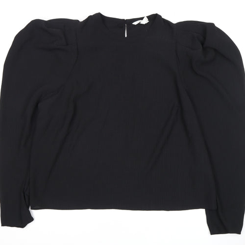 Women's Black XL Puff Sleeve Blouse