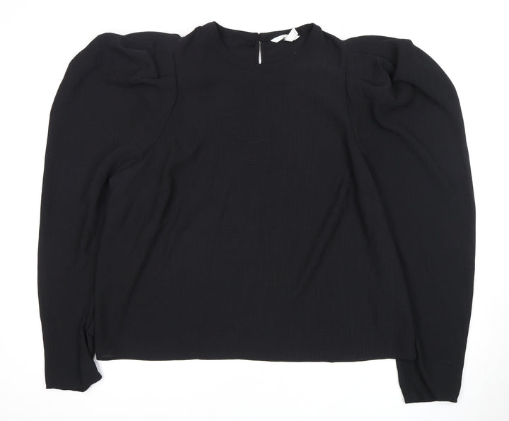 Women's Black XL Puff Sleeve Blouse