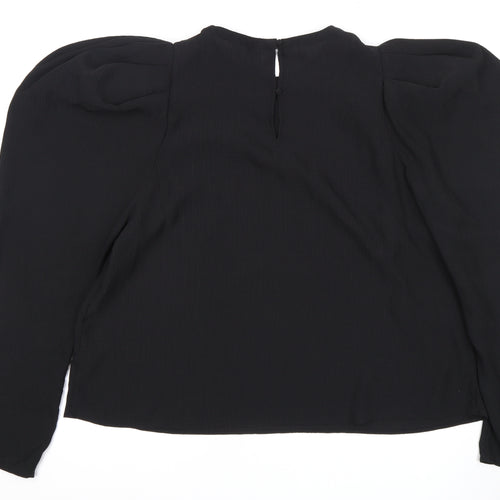 Women's Black XL Puff Sleeve Blouse