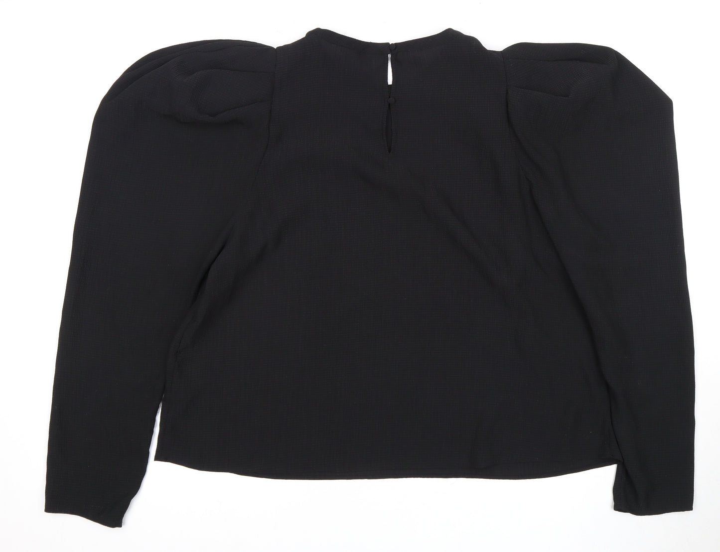 Women's Black XL Puff Sleeve Blouse