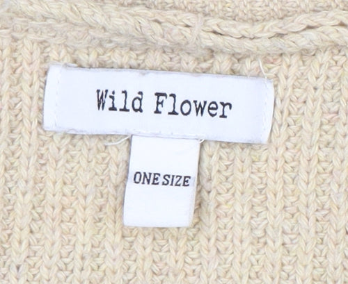 Wild Flower Women Beige Cardigan One Size V-Neck Casual