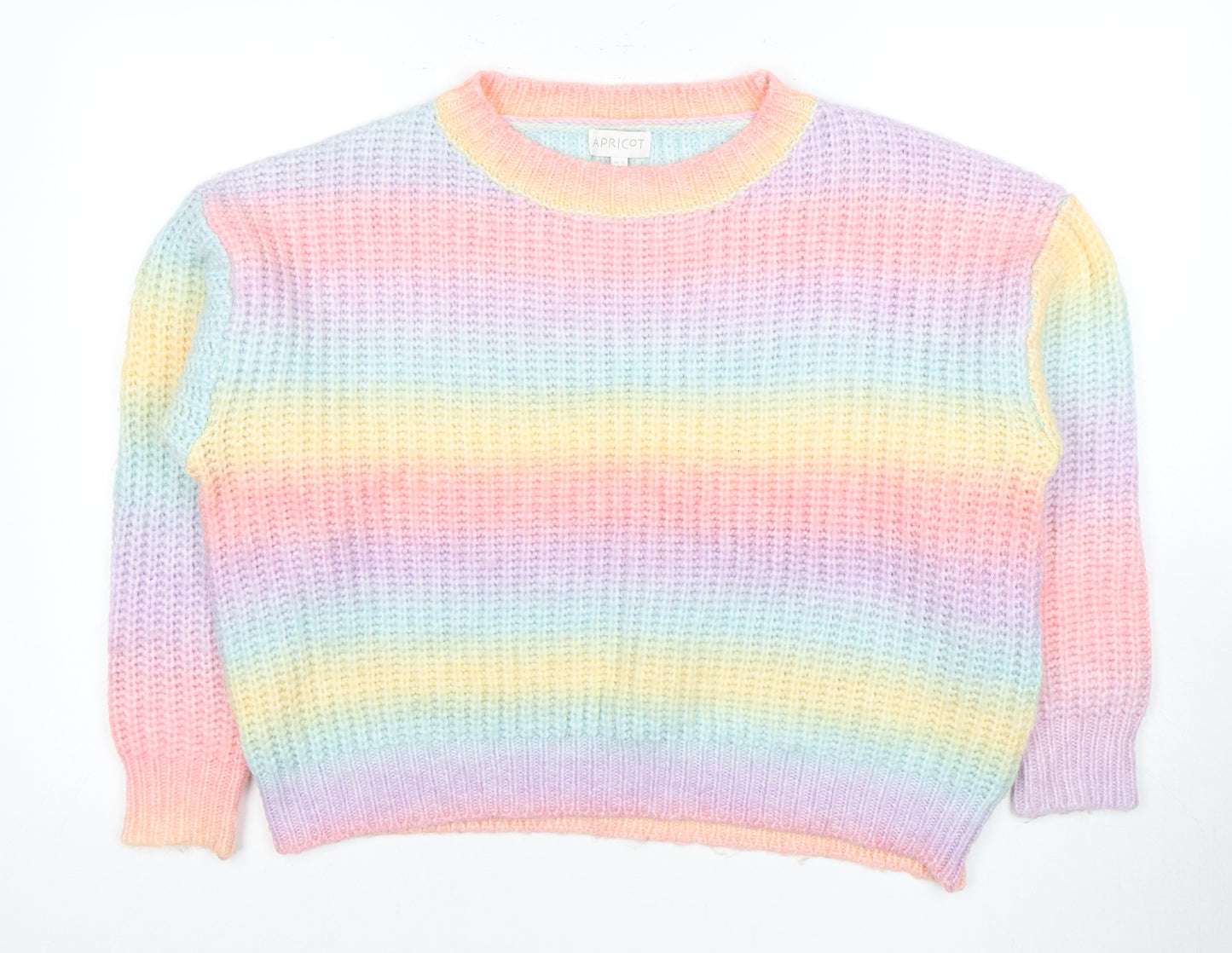 Apricot Women's Rainbow Striped Knit Pullover Jumper M