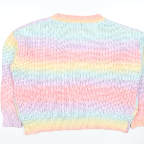 Apricot Women's Rainbow Striped Knit Pullover Jumper M
