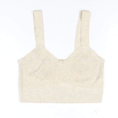 Gilly Hicks Women's Beige Cropped Knit Tank Top
