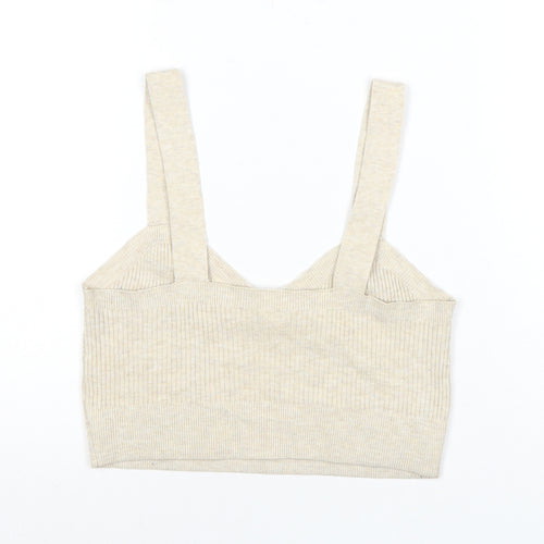 Gilly Hicks Women's Beige Cropped Knit Tank Top