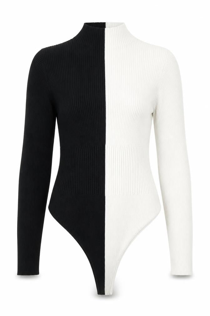 Front view of 4th & Reckless Women's Petite Colourblock Bodysuit, size 12
