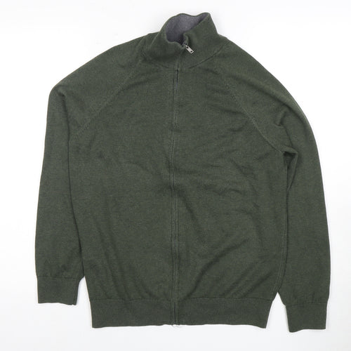 MNG Men's Green Full Zip Sweatshirt - Size S