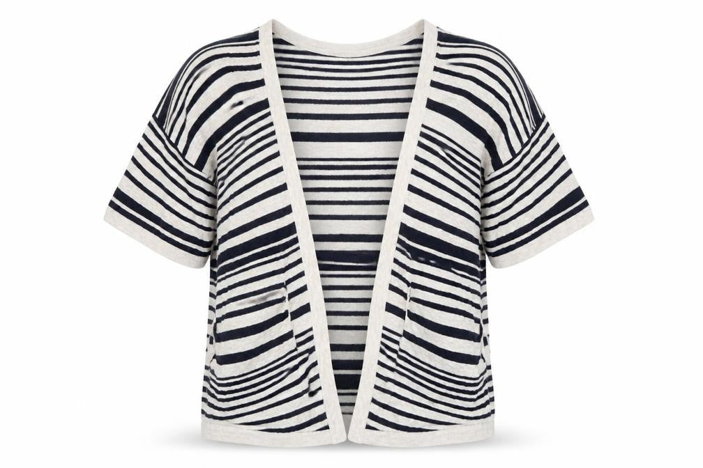 Front view of Warehouse Women's Striped Cardigan Multicolour, size 12