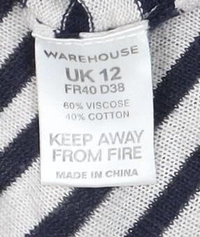 Warehouse Women's Striped Cardigan Multicolour Size 12