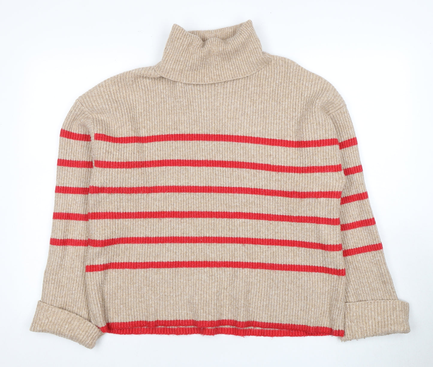 Marks and Spencer Women's Beige Roll Neck Pullover Jumper, Size L