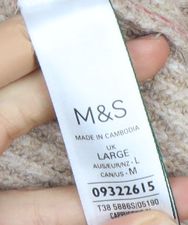 Marks and Spencer Women's Beige Roll Neck Pullover Jumper, Size L