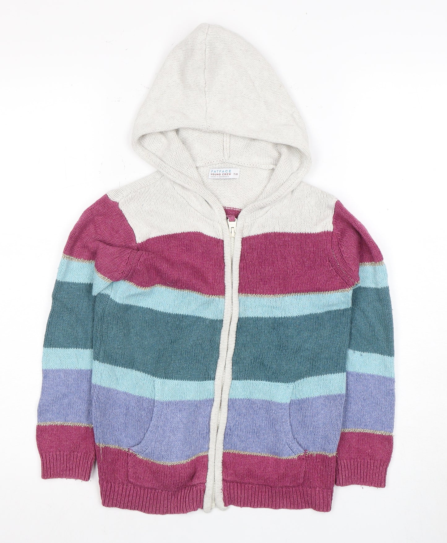FatFace Girls Multicoloured Hooded Cardigan 7 Years