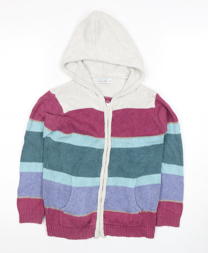 FatFace Girls Multicoloured Hooded Cardigan 7 Years