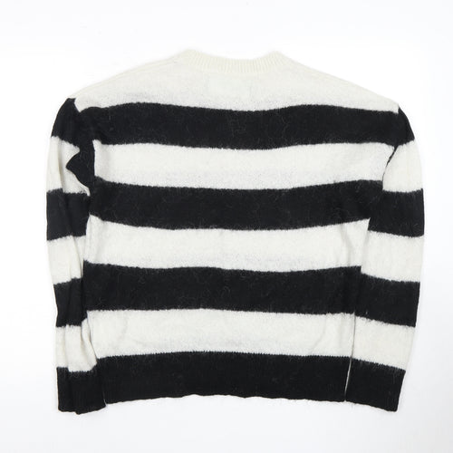 Benetton Women's Black & White Striped Jumper M