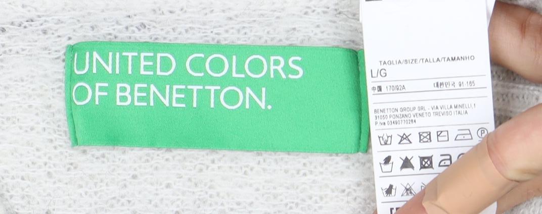 Benetton Women's Black & White Striped Jumper M