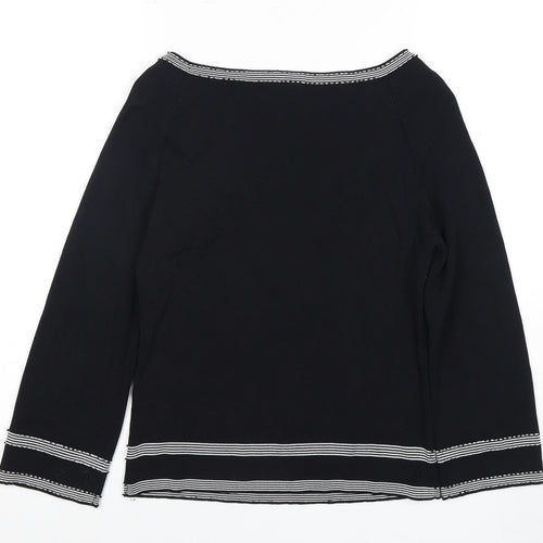 Wallis Women's Black Boat Neck Long Sleeve Top