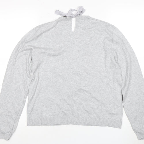 Oasis Women's Grey Pullover Jumper, Size 14, Beaded Accent