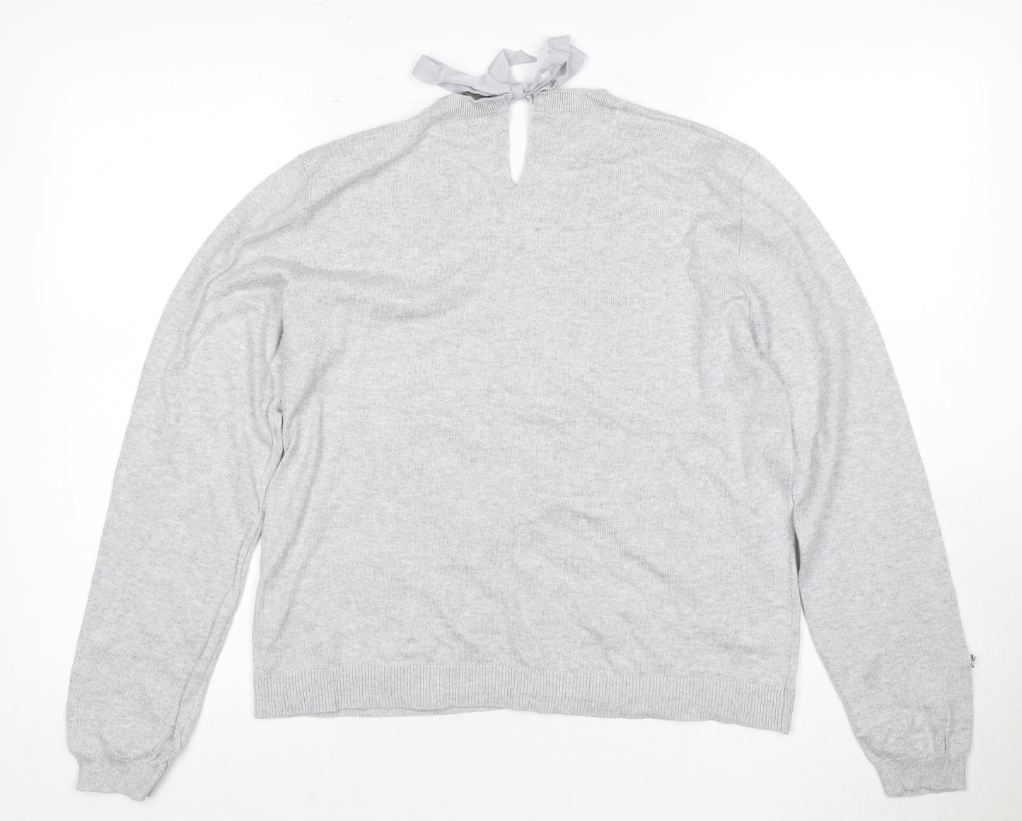 Oasis Women's Grey Pullover Jumper, Size 14, Beaded Accent