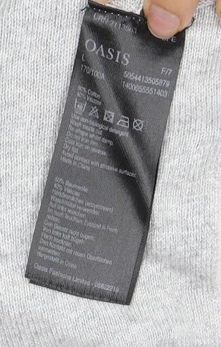 Oasis Women's Grey Pullover Jumper, Size 14, Beaded Accent