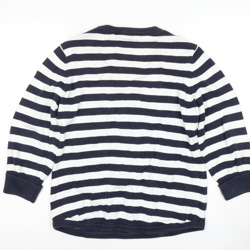 Knots Women's Blue 10 Striped Henley Jumper