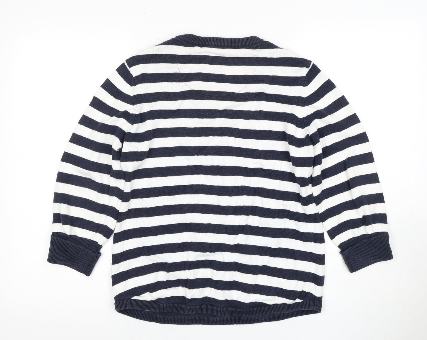 Knots Women's Blue 10 Striped Henley Jumper