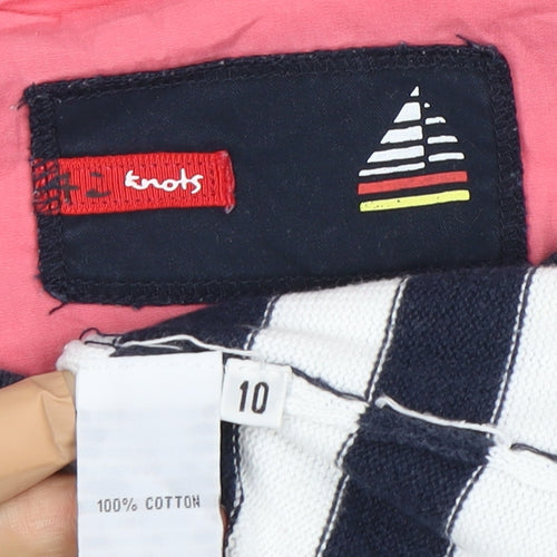 Knots Women's Blue 10 Striped Henley Jumper