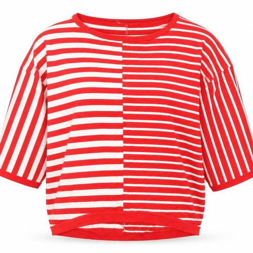 Fresh Produce Women's Red Striped Top, Size S, Casual Wear