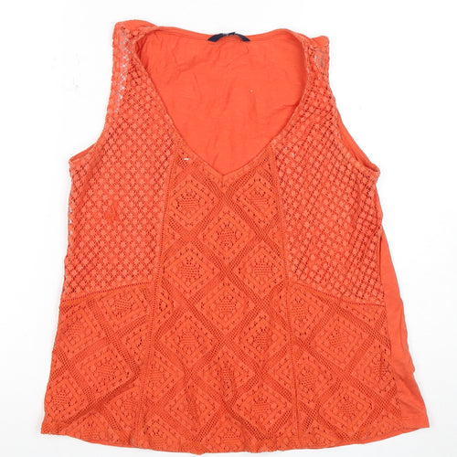 Next Women's Orange Crochet Tank Top Size 10