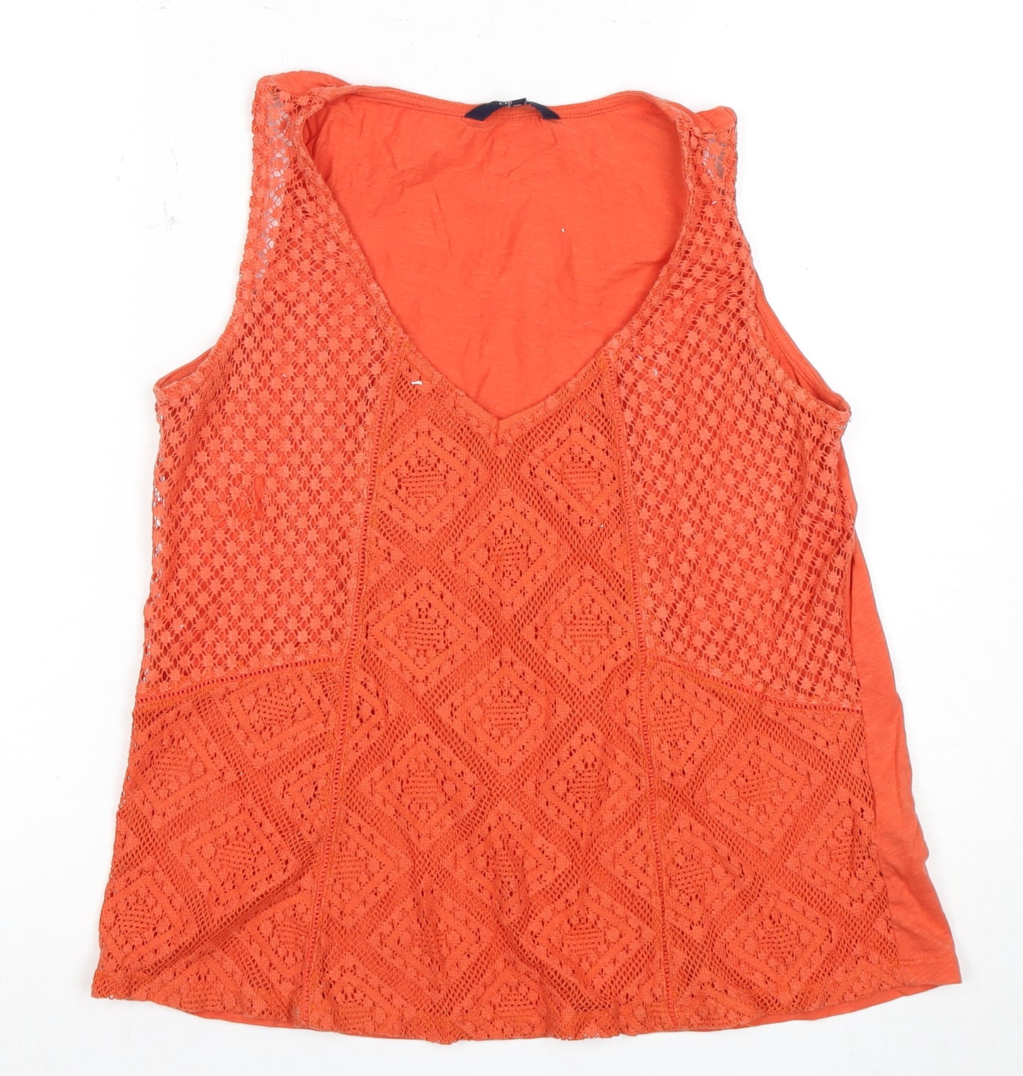 Next Women's Orange Crochet Tank Top Size 10