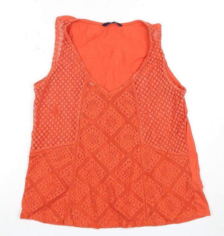 Next Women's Orange Crochet Tank Top Size 10