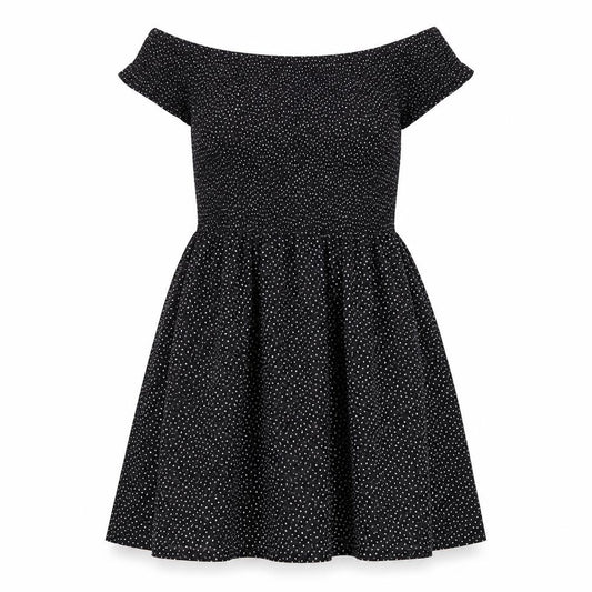 Front view of BRAVE SOUL Women's Black Off Shoulder Dress, size 2