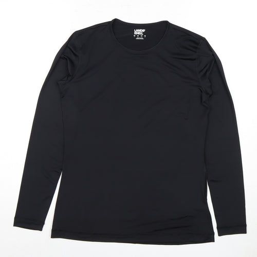 Lands' End Women's Black Crew Neck Long Sleeve Top S
