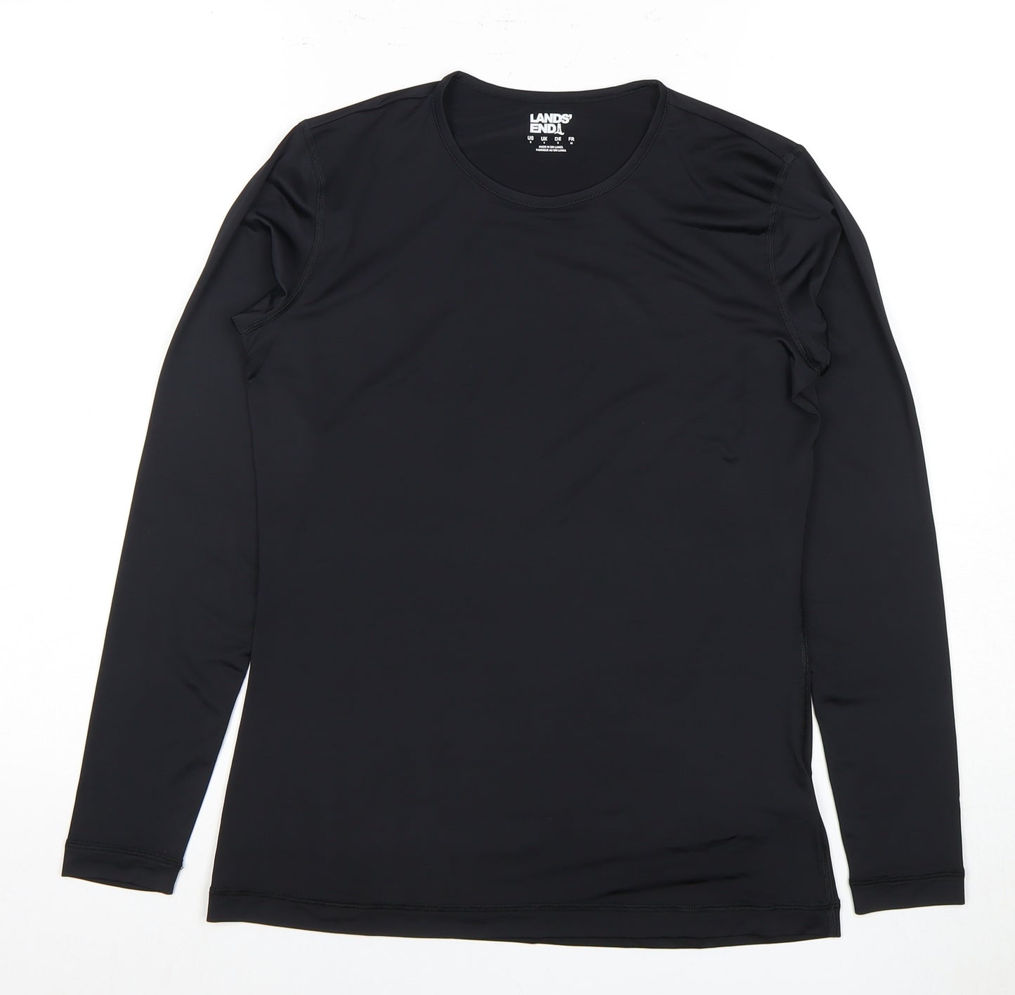 Lands' End Women's Black Crew Neck Long Sleeve Top S