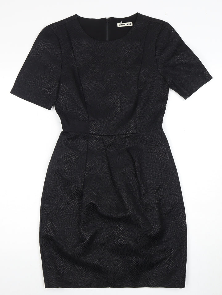 Whistles Women's Black Dress UK 8 Half Sleeve