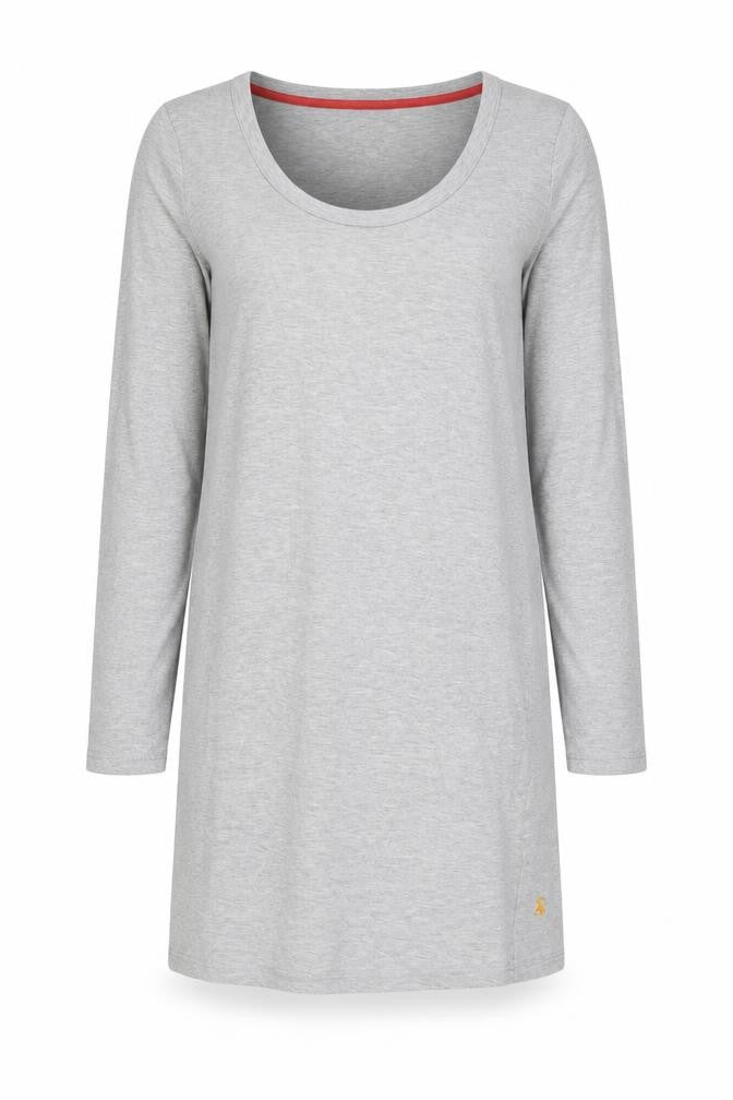 Front view of Joules Women's Grey Long Sleeve Dress S