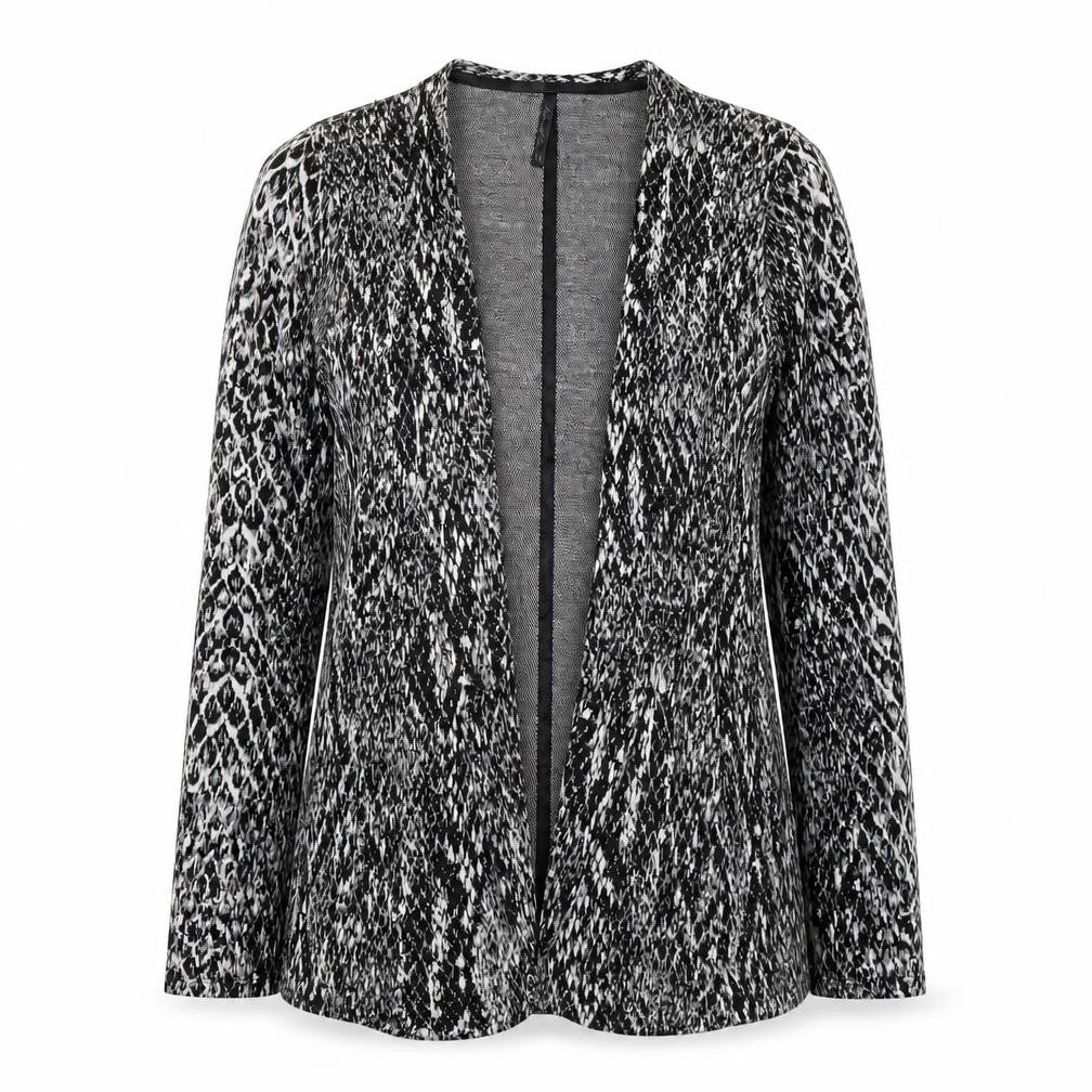 Front view of Next Women's Black Animal Print Suit Jacket, size 14