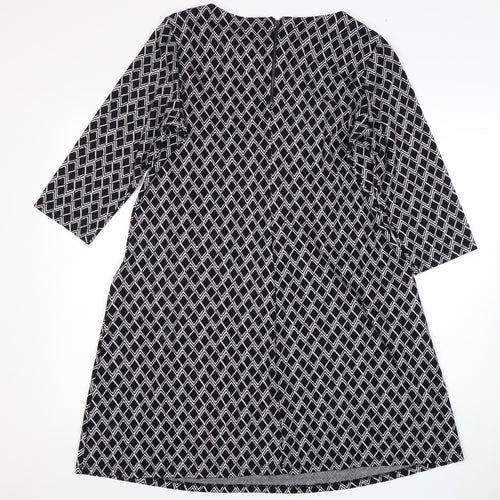 Wallis Women's Black & White Geometric Shift Dress Size 14