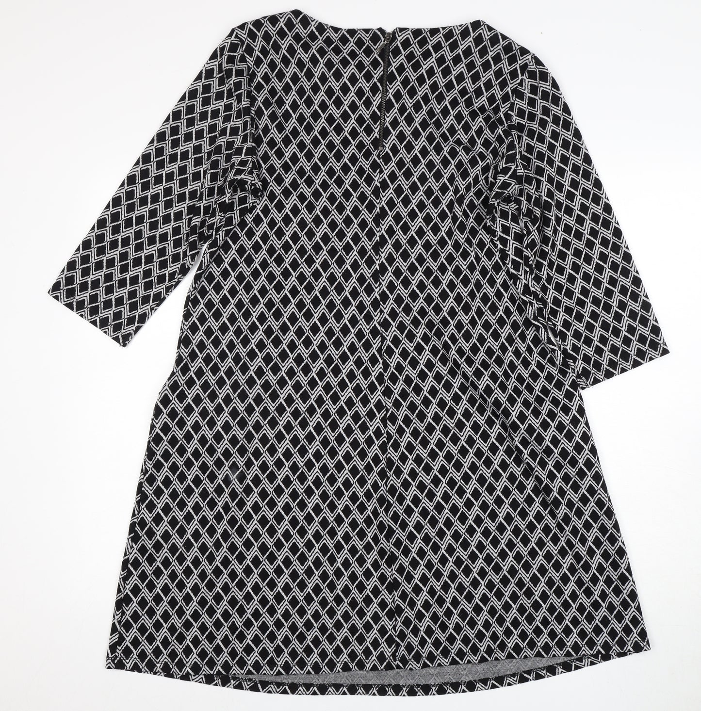Wallis Women's Black & White Geometric Shift Dress Size 14