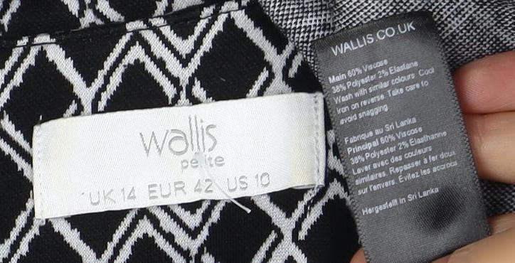 Wallis Women's Black & White Geometric Shift Dress Size 14