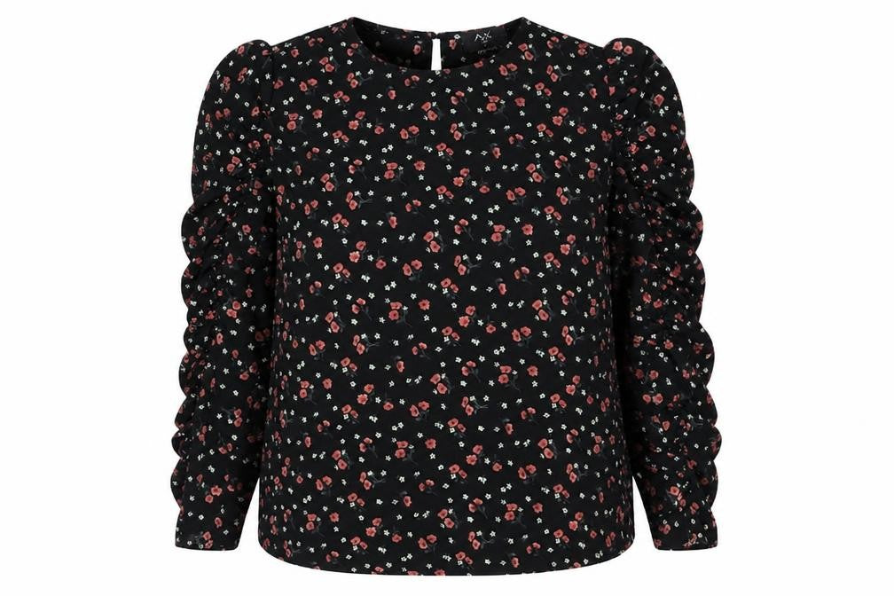Front view of AX Paris Women's Floral Black Top, size 12