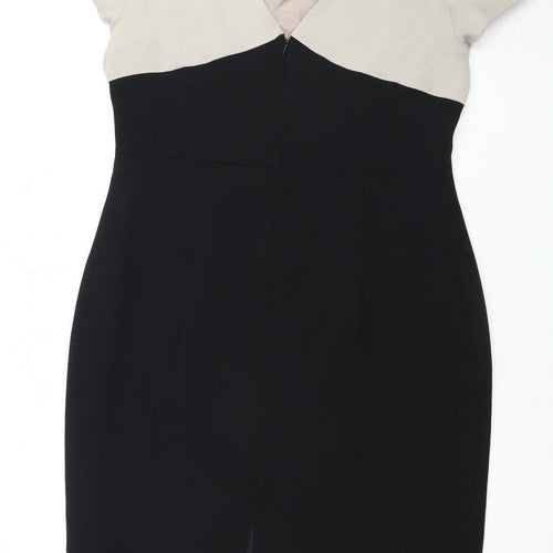 Hobbs Women's Classic Sheath Dress Black Beige Size 16