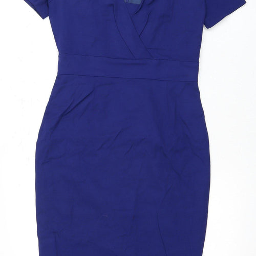 Reiss Women's Blue Sheath Dress, Size 10, V-Neck