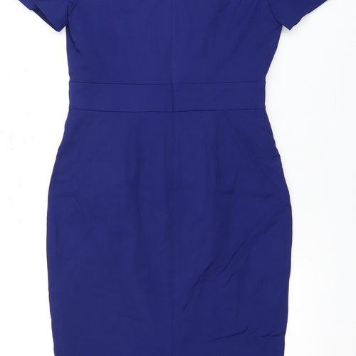 Reiss Women's Blue Sheath Dress, Size 10, V-Neck