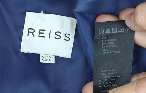 Reiss Women's Blue Sheath Dress, Size 10, V-Neck