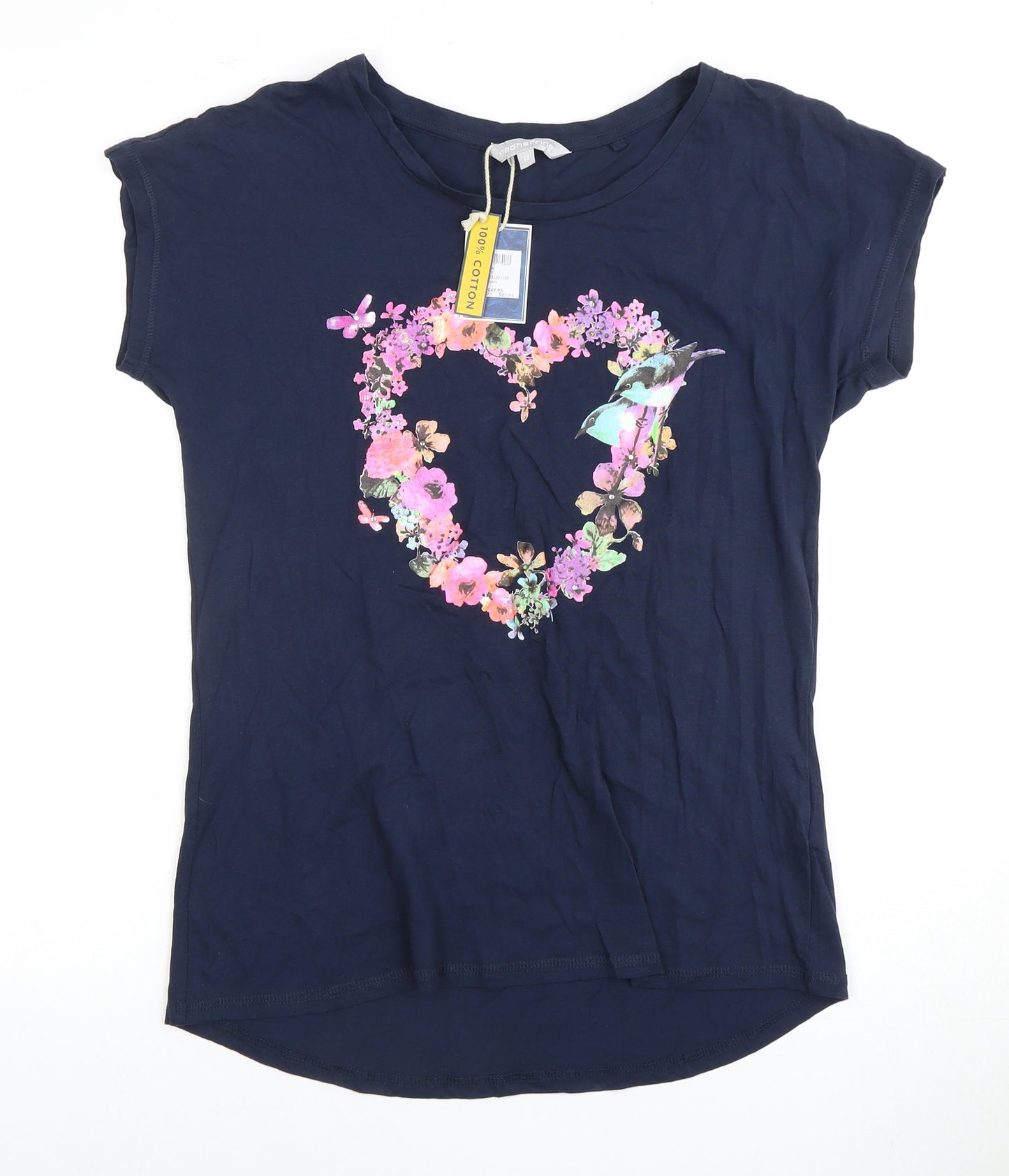 Red Herring Blue Floral T-Shirt, Size 12, Cotton Jersey