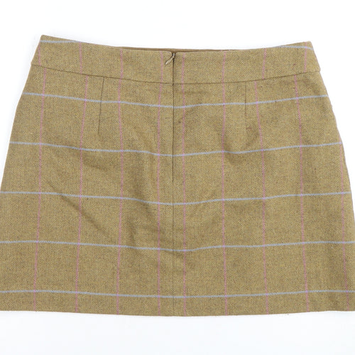 Joules Women’s Brown Check Tweed Skirt, Size M, Casual Style