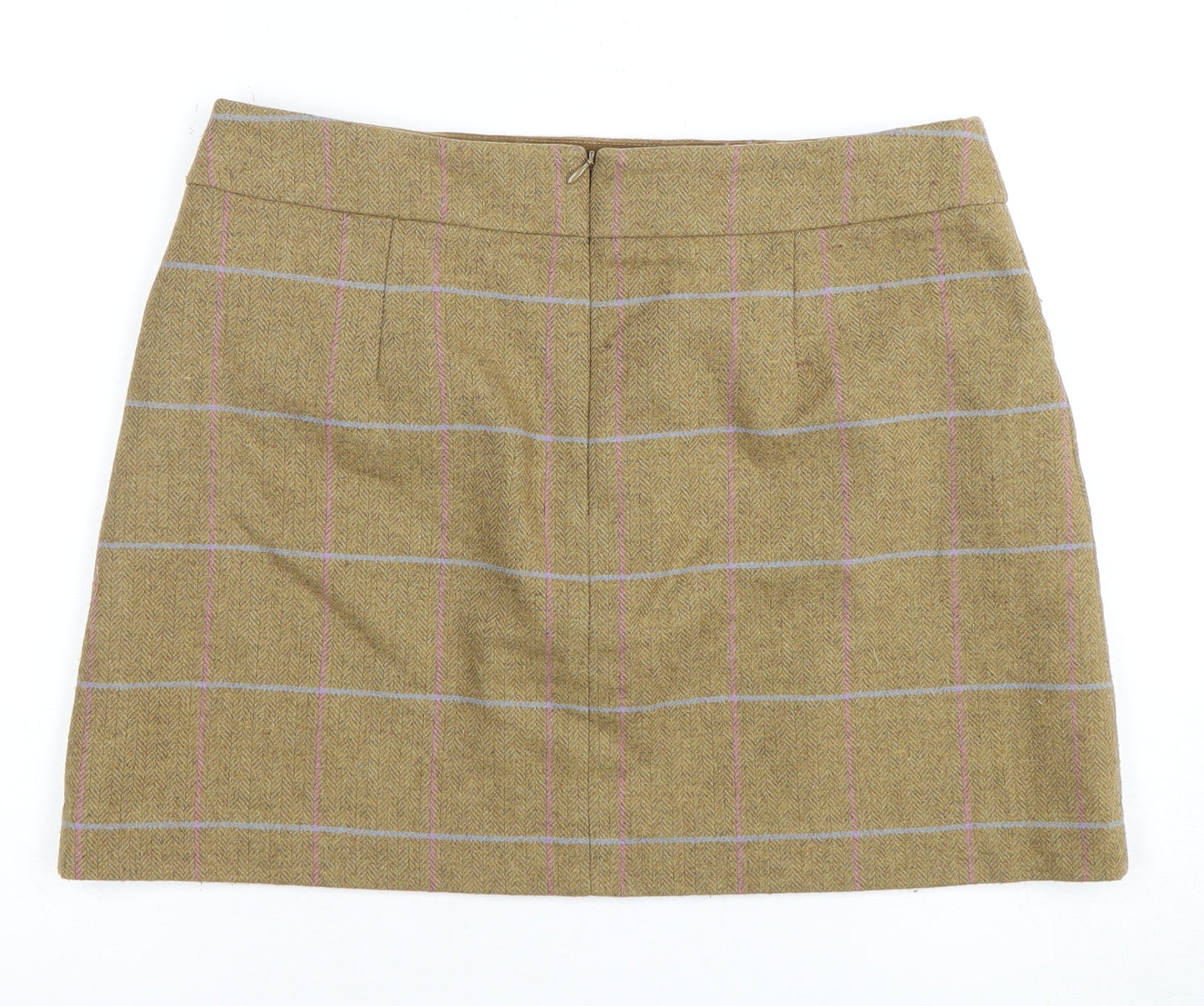 Joules Women’s Brown Check Tweed Skirt, Size M, Casual Style