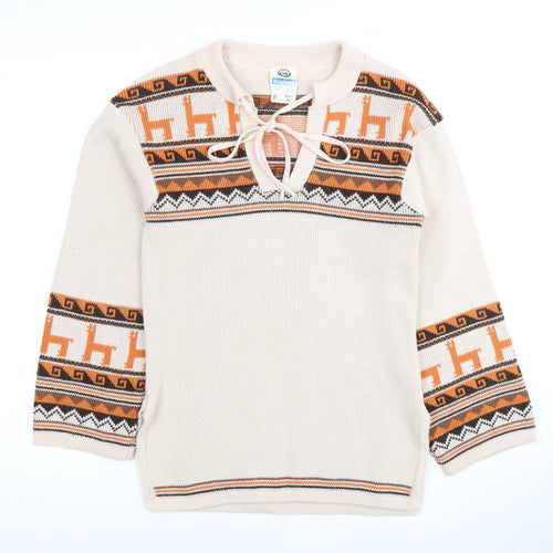 C&A Women's Beige Animal Print Acrylic Jumper Size 12