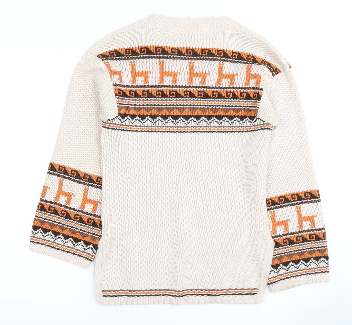 C&A Women's Beige Animal Print Acrylic Jumper Size 12