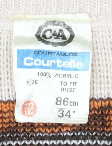 C&A Women's Beige Animal Print Acrylic Jumper Size 12